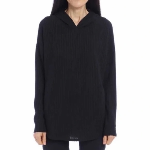 Chaser Tops - CHASER Black Waffle Thermal Knit Hoodie